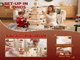 Jingle Jollys Paper Christmas Tree 114CM w/ Star Topper LEDs Xmas Decorations Kit Home Office White PAPER-XMAS-TR-100-WH