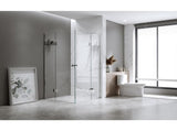 110x110cm Double Door Corner Shower Screen Wall Channels with SS Hinges in Gold, Round Handle V63-904471