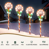 4 PCS Christmas Lights Path Ground Light Garden Decorations 68 LED Jingle Jollys XMAS-PATH-LOLLIPOP-RD-74CM-6PC