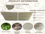 Bannet Bread Proofing Basket 2 pack 10" Oval With Liner, Natural Rattan Bread Basket V1258-DP02-C-1060
