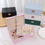 2-Tier Jewelry Box - With Removable Drawer & Lock - Large Storage Capacity for All Jewelry - Blue V1188-ZXY-131-388