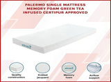 Single Green Tea Memory Foam Mattress Cooling Comfort with CertiPUR-US Certified Foam V63-826521