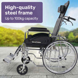 Equipmed Folding Manual Reclining Wheelchair Self Propelled, 24" Rear Wheels, Chrome Steel Frame, V219-HELWLCEQ1RKA