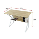 Wood & Metal Computer Desk with Shelf Home Office Furniture V63-834371