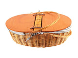 Woven Picnic Basket Durable Portable Wicker Hand Basket Rustic Fruit Basket with Lid for Outdoor V1294-YM0703-230711SM01-1
