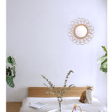 40cm Hanging Mirror Rattan Sunflower Circular Wall Mirror Decor Boho Wicker Dressing Makeup Mirrors V1294-YM0717-10123628