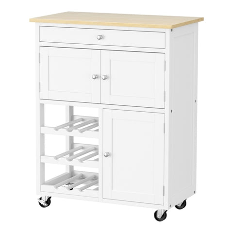 Artiss Kitchen Island Trolley Rolling Serving Cart Storage Cart Drawer Cupboard FUR-S-KI-67-WH