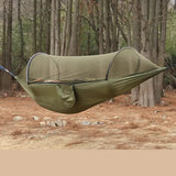 Military Green Outdoor Camping Hammock with Mosquito Net, Anti-Tip Nylon Fabric, Single/Double V888-ELOSUNG12295