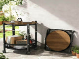 Folding Rolling Side Table Wheels, 3-Tier Round Storage Cart, Space-Saving Portable End Table V1107-CS-UAZGGZ20