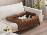 Plush Bolster Pet Bed Mat with Anti-Slip Base and Extended Drop Edge for Sofa and Floor Lounging V1341-ZY-5HCS3Q9B-GREYCOFFEE-7575CM