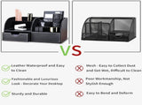 PU Leather Desk Organizer with Drawer, 6 Compartments Storage Box for Pens and Office Supplies, V1237-ZY-917-041