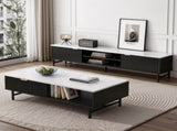 Artiss TV Unit & Coffee Table Set Storage Shelf Black FUR-S-TV-COF-WHBK