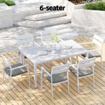 Gardeon Outdoor Dining Set 7 Piece Aluminum Table Chairs Setting White FF-DINING-7CLS-WH-AB