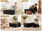Artiss Storage Ottoman Bench Folding Blanket Box Toy Organiser Foot Stool Black OTM-C-COF-LIN-BK