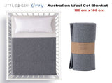 Little Gem Grey Australian Wool Cot Blanket 120 x 160 cm V442-HIN-BLANKET-AUSWOOLCOT-GREY-CT