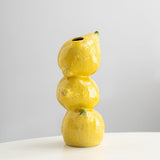 Yellow Ceramic Vase with Lemon Design Mediterranean Style for Home and Kitchen Decor V1258-DP02-BOL-383