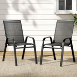 Gardeon 2PC Outdoor Dining Chairs Stackable Lounge Chair Patio Furniture Black FF-STA-CHAIR-BK-X2