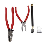 Glass Cutter Tool Kit Breaker Pliers Curve Jaw Glass Running Pliers Kit Glass Cutter Pen 2pcs Blades V1294-YM0706-3114230135011