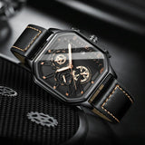 Waterproof Luminous Square Quartz Watch In Rose Gold And Black PRL-7096343060DBT