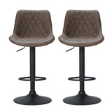 Artiss 2x Bar Stools Gas Lift Vintage Leather Brown BA-K-9976-BRX2