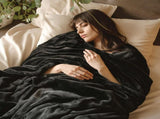 Snuggly Flannel Fleece Blanket, Soft Warm Lightweight Plush Throw For Lounge & Bedroom, Black, V1221-XM-LB3059-GM128