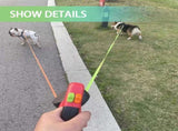 Double Head 10 ft Retractable Dog Leash with Integrated Waste Bag Dispenser Flashlight 360&degTangle V1259-DP01-A-3534