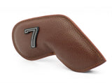 Brown Golf Iron Head Covers Set of 10 - Waterproof PU Leather Club Protectors with Embroidered V888-ELOSUNG23726