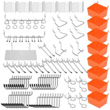 142Pc Pegboard Hooks Set Peg board Hanger Assortment Storage Trays Organizer Bin V465-97788