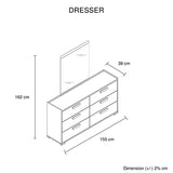 Tallboy with 5 Storage Drawers MDF Combination of Black & Cement Colour V43-DRS-COP