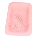Strainer Basket Telescopic Design Anti Slip Rust Resistant Drain Colander Kitchen AccessoryPink V1294-YM0523-3118220009311
