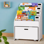 Keezi 4 Tiers Kids Bookshelf Storage Organiser Children Bookcase Drawers Display FUNKI-K-BC1-B-WH