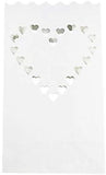 50 Pack White Heart Luminary Paper Candle Tea Light Lantern Bags Garden Wedding Anniversary Birthday V382-HRTLUM50