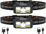 Headlamp LED Rechargeable - Headlight - 2-Pack LED Headlamp - Rechargeable - Ultralight, High V1188-ZXY-10568
