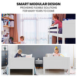 Kingston Slumber Triple Wooden Single Over Double Bunk Bed Frame for Kids, Convertible Design, White V219-BEDDBBKS03WA