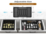 Black Extra Large Expandable Silverware Organizer, BPA Free Food Safe Cutlery and Kitchen Utensil V1237-MS-724-079