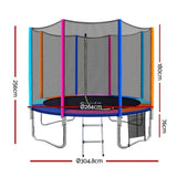 Everfit 10FT Trampoline for Kids w/ Ladder Enclosure Safety Net Pad Gift Round TRAMPO-B-10FT-MC-AB