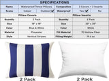 18" x 18" Throw with Inserts, Pack of 2 Outdoor Waterproof Striped Pillow, Square Decorative V1258-DP02-C-3210