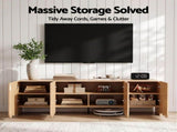 Artiss 180cm TV Unit Scalloped Entertainment Cabinet w/ Adjustable Shelves Wood FUR-Z-SCA-TV180-WD-AB
