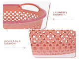 HOOWIFFY 1Pcs Portable Laundry Basket Pink Hollow Laundry Management with Handle PP V1189-WXFWAL-20260326-02411