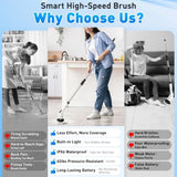 White 9 piece replaceable cleaning brush heads Electric Spin Scrubber with Extendable Handle V888-ELOSUNG53376