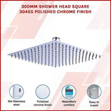 300mm Shower Head Square 304SS Polished Chrome Finish V63-827251