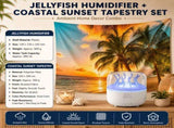 2 piece Cozy Home Duo set -White Jellyfish Humidifier and 150200cm Coastal Sunset Tapestry V888-ELOSUNG53504