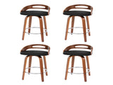 Artiss 4x Bar Stools Swivel Dining Chairs Low Back Counter Seat PU Cushion BA-TW-8566-BKX4-AB