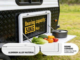 Heavy Duty Folding Caravan Table 800 x 450mm Full Metal Frame, Lockable, 50kg Max Capacity, White V1181-AT005-WH