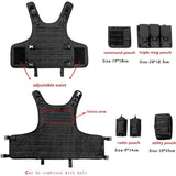 Tactical Vest, Adjustable Plate Carrier for Army, Police, Black V1237-ZY-203-4479