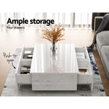 Artiss Coffee Table 4 Drawers White Trevi FURNI-L-COF01-WH-AB