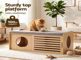 Artiss Pet Ottoman Footrest Bench with MDF Frame 100kg Capacity Natural FUR-AC-OTM-PET-WD