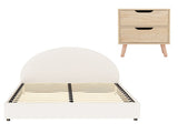 Artiss Gas Lift Queen Bed Frame with Bedside Table Set Boucle Fabric Upholstered Platform Bed BFRAME-SET-ELLA-SCAN-BS01
