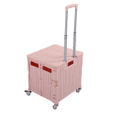 Collapsible Utility Rolling Crate Swivel Casters PP Strong with Telescopic Handle Lid Storage V1294-YM0901-3117230195712