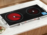 Devanti Portable Ceramic Cooktop Dual Burner Electric Hot Plate 2800W Black CCT-B-SD-2B-2Z-TOUCH-BK